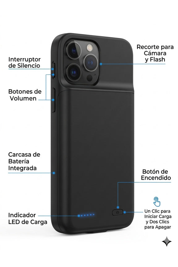 Funda Cargadora con Batería para iPhone — 6800 mAh